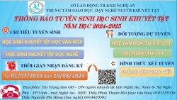 TRUNG TÂM GD-DN NGƯỜI KHUYẾT TẬT NGHỆ AN TUYỂN SINH NĂM HỌC 2024-2025